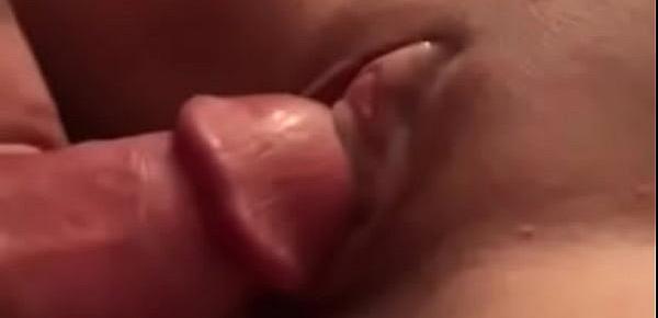  Perfect wife smooth pussy jerk off cum on big amateur CLIT